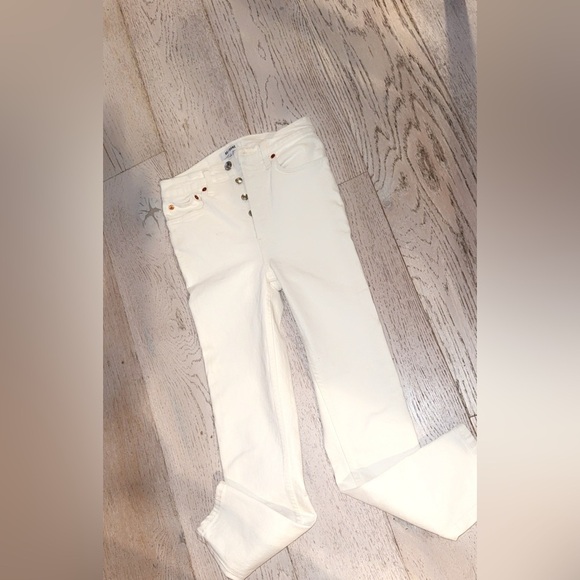 NWOT RE/Done 90’s High Rise Ankle Crop Denim Jeans Vintage White/Cream Size 26 - Picture 4 of 14